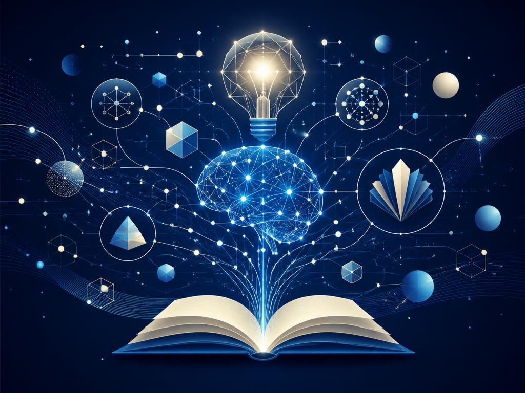 Abstract illustration of AI-powered learning with neural pathways and an open book